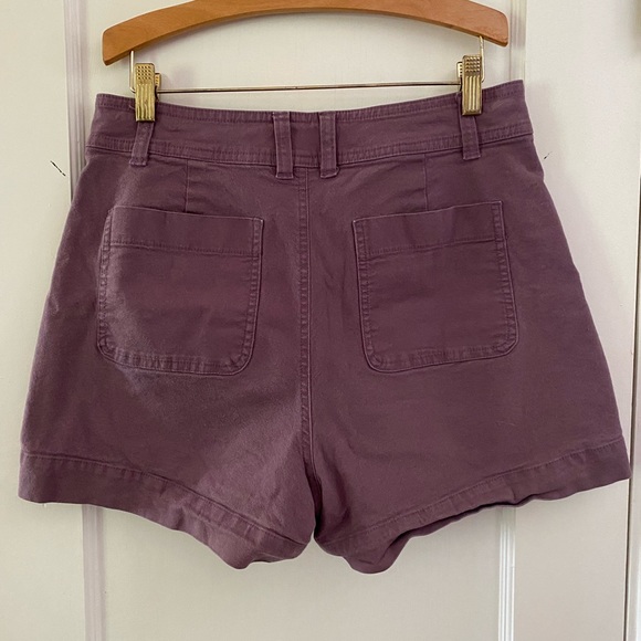 A New Day High-Rise Dusty Purple Stretch Cotton Cargo Utility Midi Shorts Size 8 - Picture 2 of 4